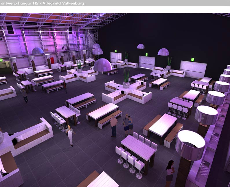 modern, qcreationz, styling, lounge, ruimte, vip, evenementen, valkenburg, leiden, katwijk, Villart, Arthur Koek, ontwerp, visualisatie, schets, ontwerp, 3D, tekening, impressie, artist, design, model, business, enenementenhal, loods, vliegveld valkenburg