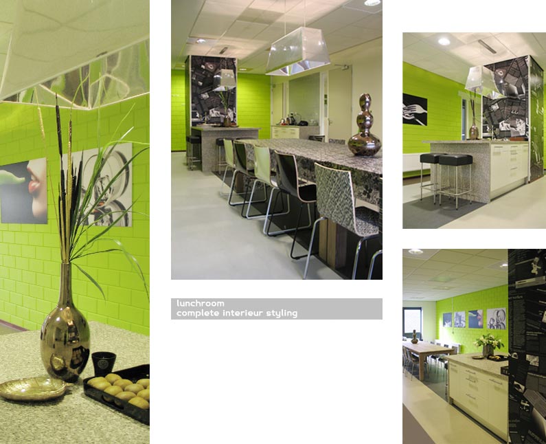 lunchroom, kantine, kantoor, cafe, horeca, eetgelegenheid, eten, design, styling, advies, interieur, pand, bar, stoelene, tafel, keuken, advies